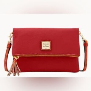 DOONEY & BOURKE PEBBLE GRAIN LEATHER FOLDOVER ZIP CROSSBODY NWT